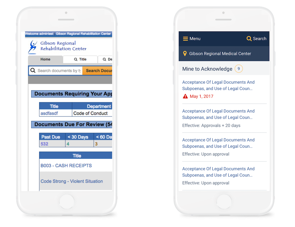 Before and after screenshots of the home page redesign.